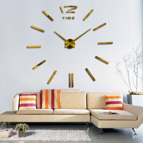 3D часы 100 см Timelike™ настенные большие Палочки-S в офис золотистые