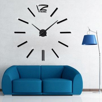 3D часы 100 см Timelike™ настенные большие Палочки-B офисные черные